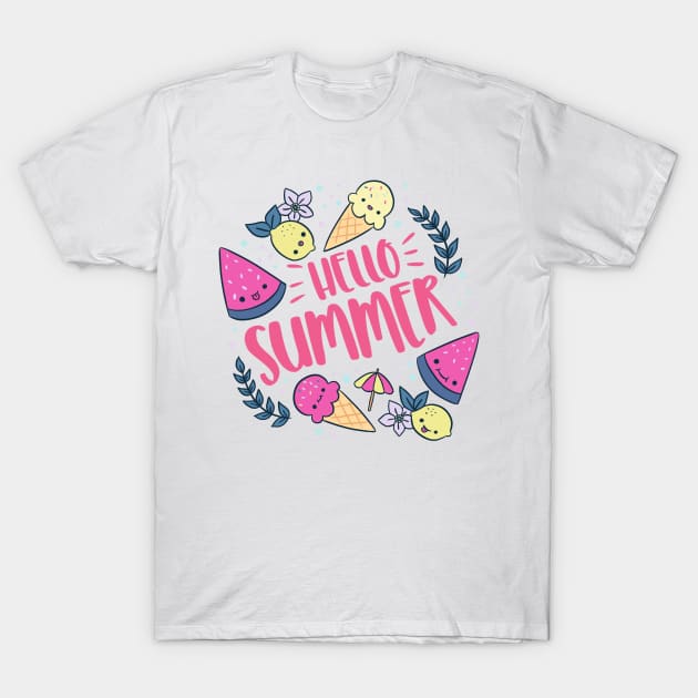 Hello summer a fun summer vacation gifts T-Shirt by Yarafantasyart